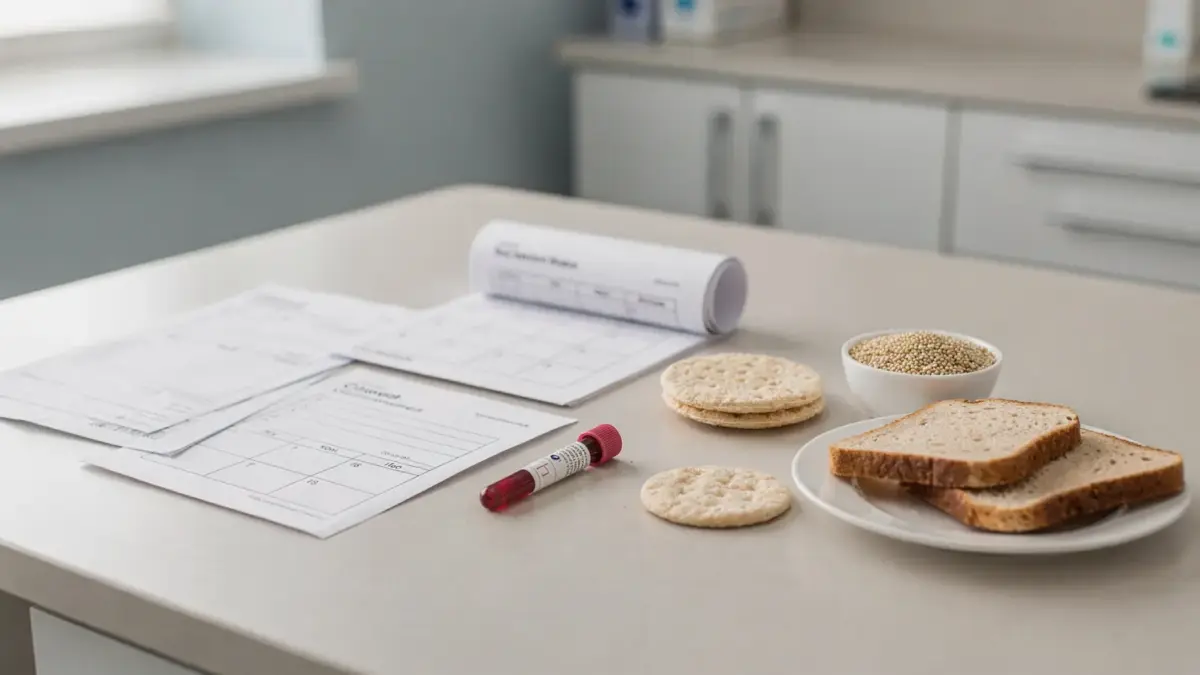 Zöliakie-Kontrolle: Laborunterlagen und Kalender für die Nachsorge in der Gastroenterologie
