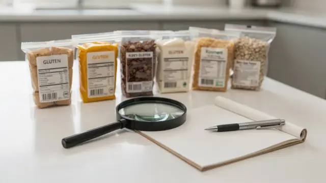 Zutatenlisten und Lebensmittelverpackungen zum Erkennen von verstecktem Gluten