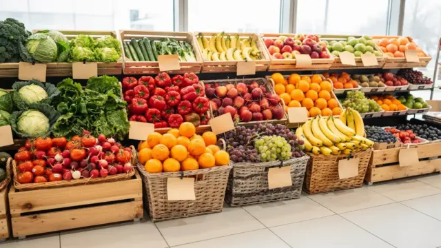 Obst und Gemüse im Supermarkt: Einkauf für einen glutenfreien Alltag