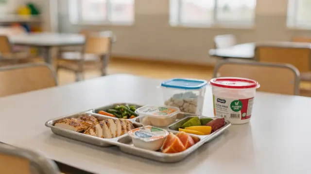 Glutenfreies Essen in Schule oder Kita: allergenfreie Lunchbox auf einem Tisch
